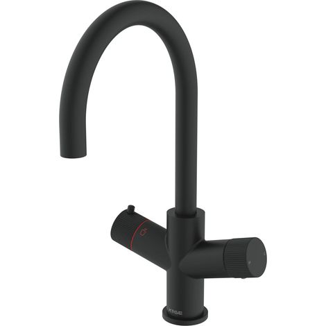 3 in 1 Instant Hot Water Kitchen Tap Swan Neck Black Finish Swivel Spout Mixer (1/5)