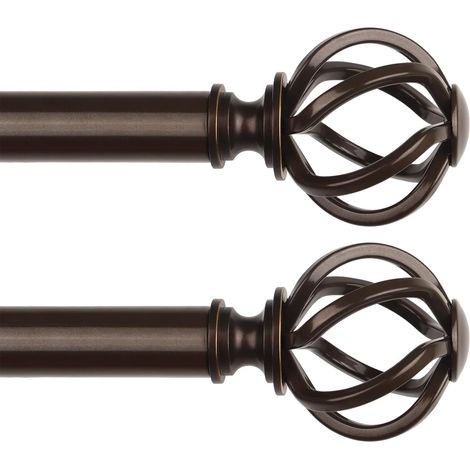 Lot de 2 Tringles Rideau Bronze - Extensibles 80 à 148 cm - Métal Robuste 22mm - Système Télescopique Fluide - Pour Salon et Chambre - Finition Florale