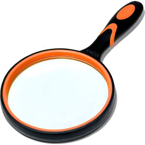 Loupe de Lecture 100mm Gros Grossissement Portable 10X avec Poignée en Caoutchouc Souple Antidérapante Diamètre de 100 mm pour Lire des Livres Verre véritable pour Lire des Journaux Mots Croisés, (1/5)
