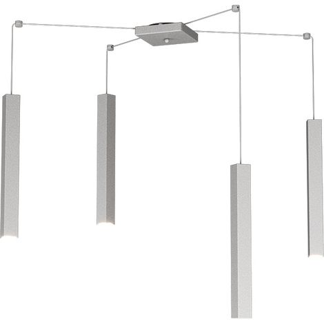 Sospensione Moderna Square Tube Metallo Grigio 4 Luci Gu10 (1/4)