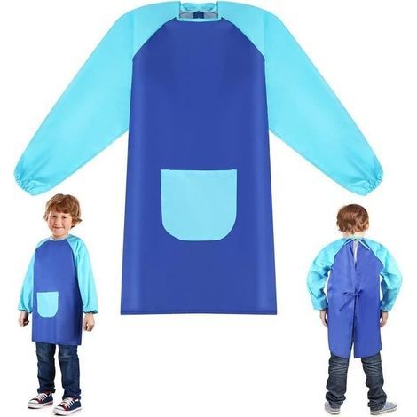 Malschürze für Kinder – Tintenkittel mit Taschen – Lange Ärmel – Alter 6–12 Jahre (1/4)