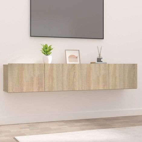 vidaXL Muebles de TV 2 uds madera ingeniería roble Sonoma 80x30x30 cm (1/5)