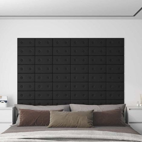 Wandkopfteilen 12 pcs Schwarz 30 x 15 cm Kunstleder