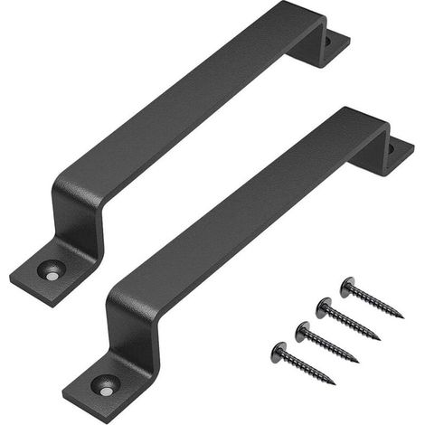 2 Pcs Scheunentor Griff Schwarz Türgriff 145mm Schiebetürgriff für Möbel Inklusive Schrauben