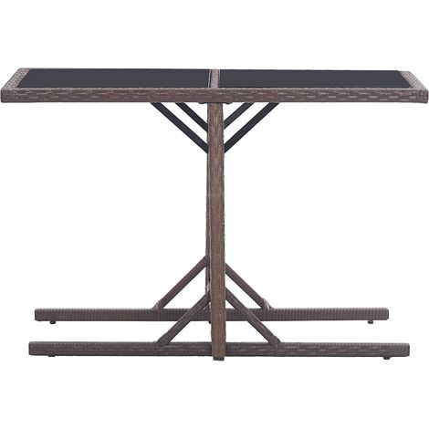 vidaXL Mesa de jardín de vidrio y ratán sintético blanco 110x53x72 cm (1/2)