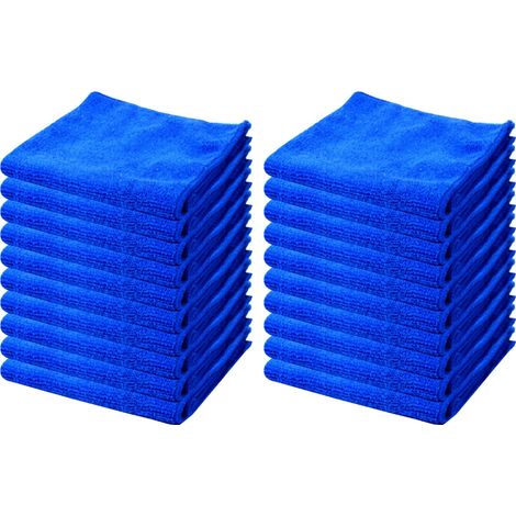 Panni per la pulizia in microfibra, blu, 20 pezzi (30x30 cm). Asciugamani assorbenti ad alte prestazioni per il lavaggio e la lucidatura dell'auto.