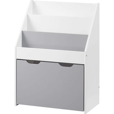 Woltu – Étagère de rangement pour jouets et livres – MDF E1 avec peinture à l'eau – 3 compartiments – 60x43x55 cm – 4 roulettes pour mobilité