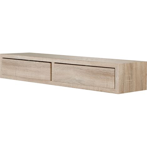 Mensola da Parete con 2 Cassetti 88,2x13,4x23,7 cm in Fibra di Legno Domino Maxi Rovere Sagerau (1/5)