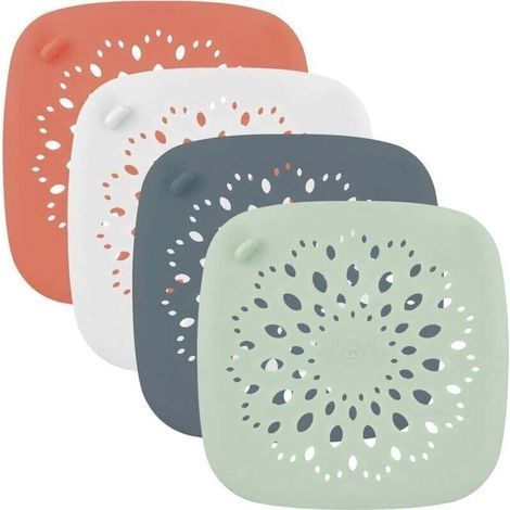 Filtre à Cheveux en Silicone, 4 Pièces de Filtre éVier en Silicone, Filtre Protecteur de Drain pour Trous de Drainage, Attrape Cheveux Douche Protections, pour Salle de Bain, Baignoire et Cuisine (1/4)