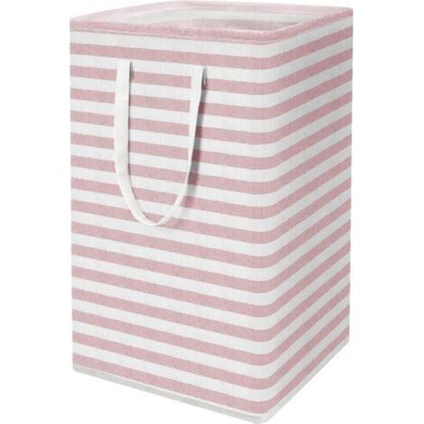 Cesto de ropa plegable grande (75 L) con asas, repelente al agua, autoportante, cesta de almacenamiento, bolsa de almacenamiento para ropa y juguetes, 62 cm (alto), rosa, de DE