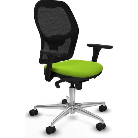 Chaise bureau piqueras y crespo ergonomique noir cuir pistache (1/2)