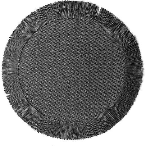 Sets de table ronds en jute à pompons, napperons de table décoratifs et isolants pour la salle à manger et la cuisine, noirs (1/5)