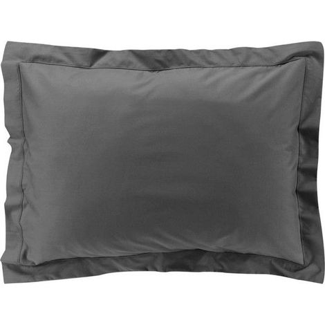 Filiyano-Housse de coussin rectangulaire 50 x 70 cm - Percale 100 % coton - Gris anthracite Acier (1/5)