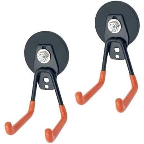 Pack de 2 4 Crochets Magnétiques pour Garage & Atelier, Perceuses Électriques, Appareils Jardin, Tuyaux, solution stockage magnétique Intérieur/Extérieur Orange - Pi猫ces (1/5)