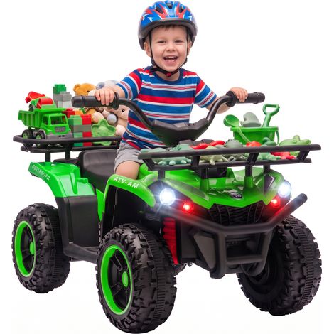 AIYAPLAY 12V Ride on ATV with Dual Motors Soft Start Battery Display, Green (1/5)