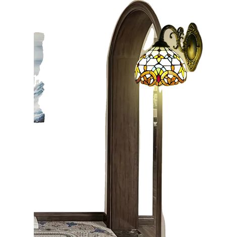 Applique murale de style Tiffany, abat-jour en verre teinté vintage, design compact, installation facile (1/5)
