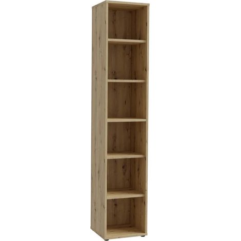 Colonne étagère H. 227 cm 6 cases décor chêne rustique - MANOLO (1/5)