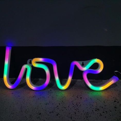 Lampe murale néon LED à piles et USB, idéale pour les fêtes, Noël, les bars et la maison (c (1/5)
