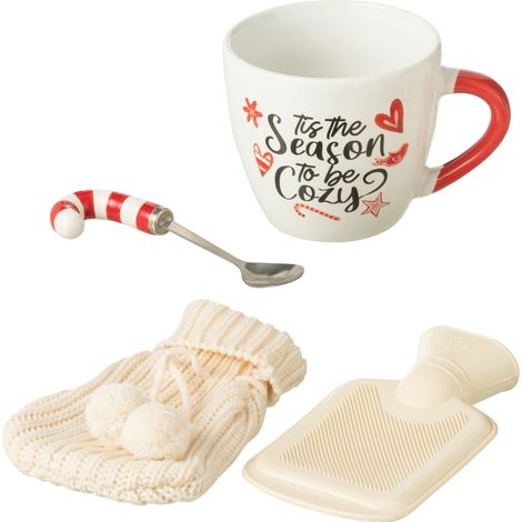 Set cadeau mug, cuillère canne en sucre d'orge et bouillotte (1/4)