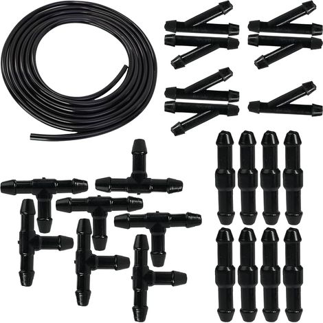 Kit de Tuyaux de Lave-Glace pour Voiture 2 m avec 22 Raccords (7 Y, 8 I, 7 T), Connecteur Universel pour Système de Lave-Glace, Installation Facile et Robuste pour Pare-Brise et Lave-Glace