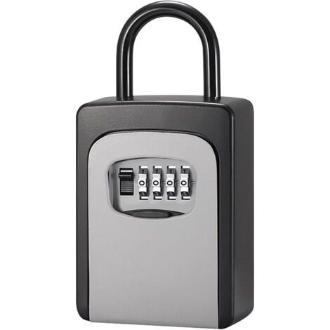 Coffre-fort à clés avec cache anti-poussière pas besoin d'installer un mot de passe à combinaison à 4 chiffres , Gris (1/5)