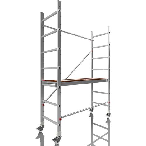 AluCombine 3.0 - 300, Arbeitshöhe 3m, Leiterngerüst mit 4x Laufrollen