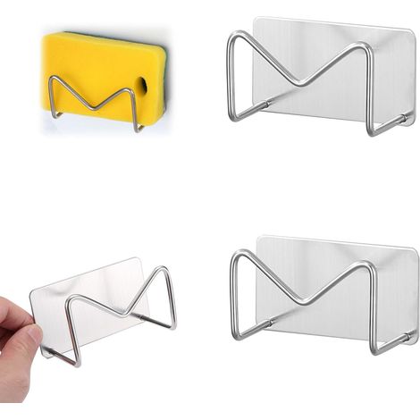 Set mit 3 M-förmigen Schwammhaltern aus Edelstahl, Spülbeckenschwammhalter, selbstklebende Schwammhalter, Spülbeckenschwammhalter, Küchenschwammhalter, Schwammhalter für Schwämme (1/5)