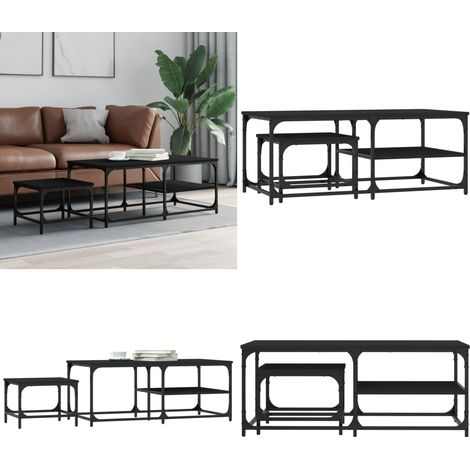 Tables basses gigognes 2 pcs noir bois d'ingénierie - Table Basse - Meuble Salle Séjour - Meubles Industriels - Set De Tables Basses - Tables Gigognes - Home & Living (1/5)