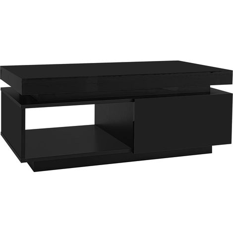 ELVMI Set di Mobili da Soggiorno con 1 Mobile TV e 1 Tavolino, LED, Pannello di Truciolare Nero (1/5)