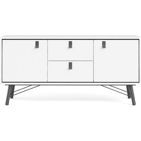 Madia soggiorno bianco opaco con due ante e due cassetti 150 x 40 cm - Longarone
