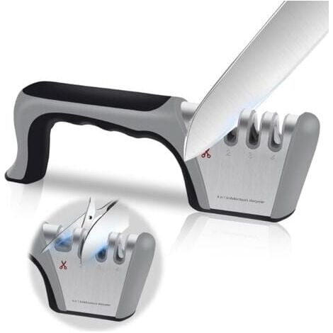 Professional Knife Sharpener, 4 in 1 Kitchen Knife Sharpener, Knife Sharpener and Scissor Sharpener, Knife Sharpener with Non-slip Rubber for Stainless Steel and Ceramic Knives MUMU (1/4)