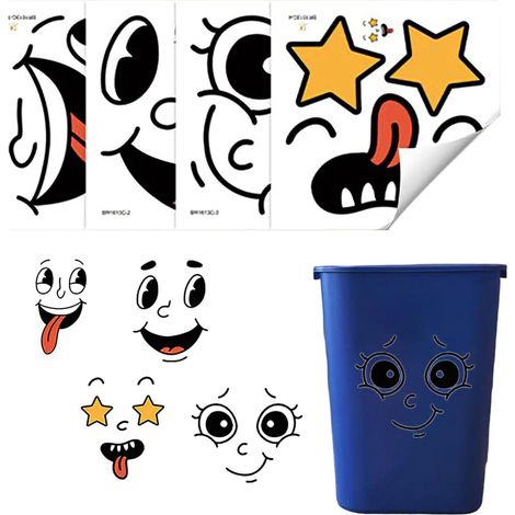 Autocollant amovible pour poubelle , motif mignon couvercle de toilettes , idéal la cuisine , le réf (1/5)