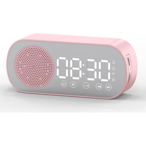 Radio Réveil Bluetooth - Haut-Parleur Miroir - Affichage Numérique - 2 Alarmes - Batterie Lithium - ABS - 1 Pièce (1/3)