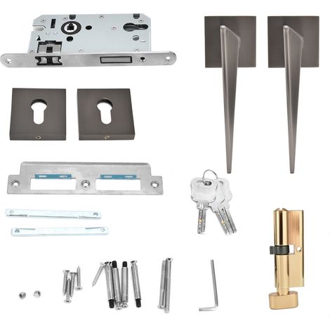 Verrou moderne anti-effraction pour porte battante, kit poignée de sécurité pour intérieur, chambre, salle de bain, bureau.