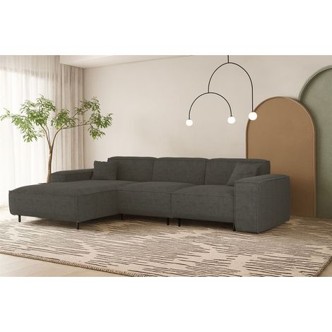 Ecksofa Designersofa GLORIA in Stoff Scala Anthrazit Ottomane Links