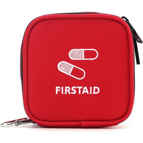 Botiquín de primeros auxilios portátil Oxford rojo para el hogar, camping y senderismo: compacto y resistente para emergencias y primeros auxilios. (1/5)