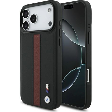 Coque MagSafe BMW M à rayures perforées avec logo pour iPhone 17 Pro Max - Rouge (1/5)
