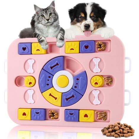 Joujou pour chiens intelligents, joujous pour chiens à nourriture lente, joujou interactif pour chiens, chats (Rose)