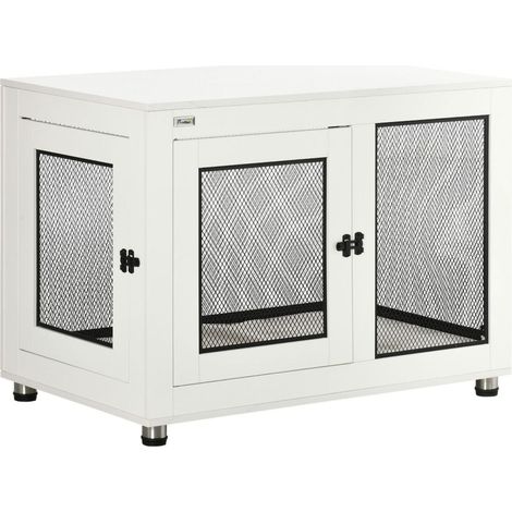 Cage pour chien avec plateau de table, niche pour chien, niche pour chien avec coussin, niche intérieure pour chien avec 2 porte (1/3)