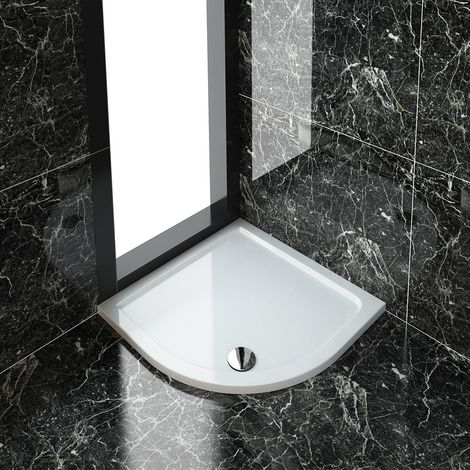 ELEGANT 900 x 900 x 40 mm Quadrant Stone Tray for Bathroom Shower enclosure Corner Glass Door Waste trap (1/3)