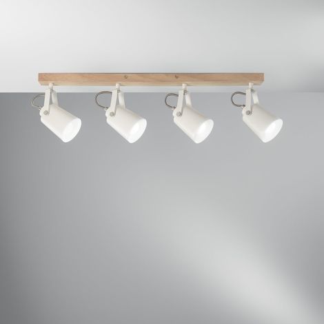 Deckenleuchte Holz Metall Schiene vier schwenkbare Lichter Eda LS4