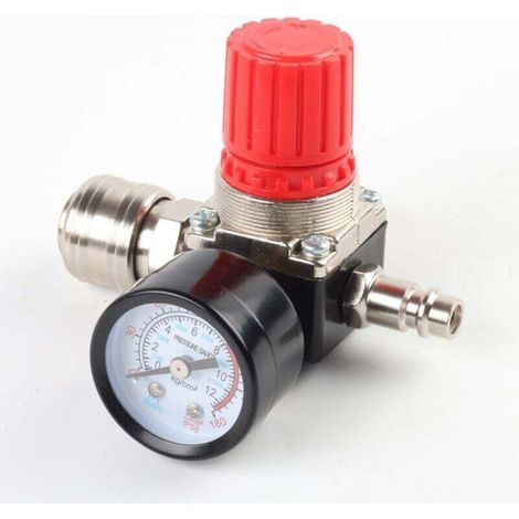 Réducteur de pression d'air : séparateur air/eau 1/4 pouce avec manomètre, régulateur de pression 120 PSI, norme UE 4 trous, réducteur de pression (1/5)