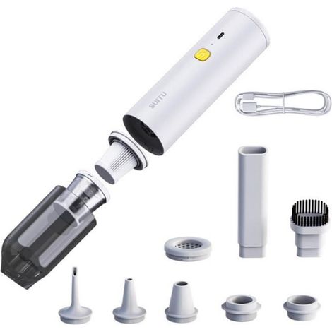 Suitu Aspirateur de Voiture Mini Aspirateur à Main Portable Aspirateur Puissant à Aspiration et Balayage Blanc (1/4)
