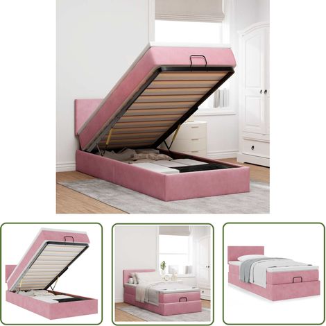 vidaXL Ottoman-Bett mit Matratze Rosa 90x190 cm Samt (1/5)
