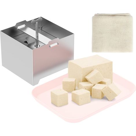 Presse-tofu en acier inoxydable 304 avec bac de récupération, vis à pression réglable, kit de machine à tofu avec tamis, passe au lave-vaisselle, presse-fromage multifonction et presse-viande pour (1/5)