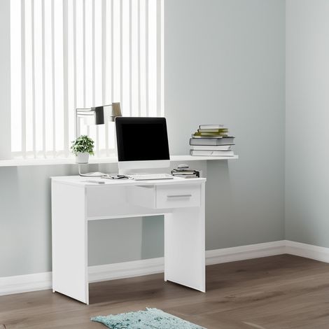 Mesa Escritorio con cajón pequeña 90x50x73cm acabado color blanco