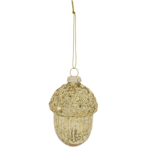Sospensione a forma di pigna in vetro dorato, 8 cm - Feeric lights & christmas (1/2)
