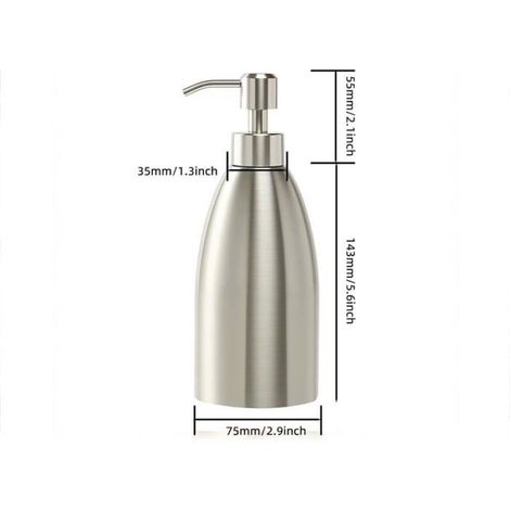 Distributeur De Savon - Acier Inoxydable 304 - Pour Plan De Travail Cuisine Salle De Bain - 500 Ml - Unité (1/5)