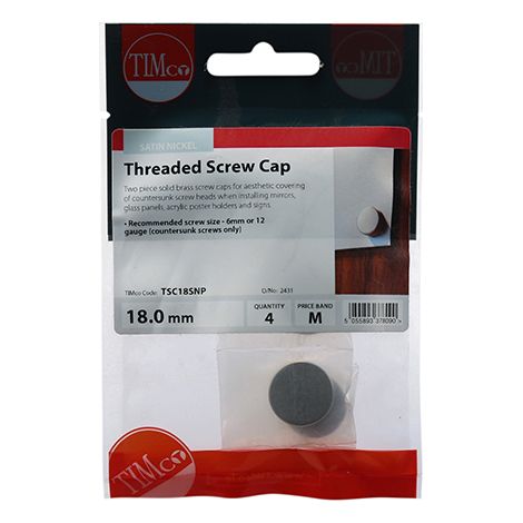 TIMCO Threaded Screw Caps Solid Brass Satin Nickel - 18mm (1/2)