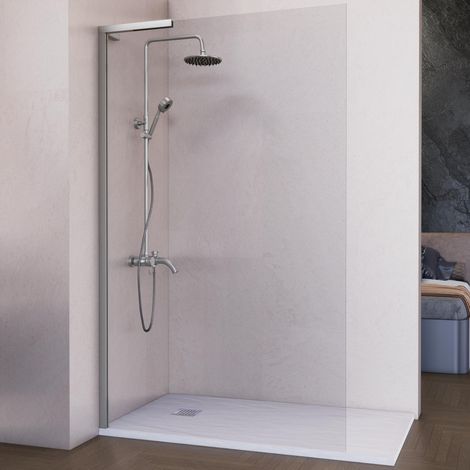 Mampara de ducha fija escuadra derecha 90 cm transparente cromo antical 8mm 200 cm alto
